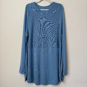 J. Jill 2X Cozy Wool Blend Grace French Blue Side Slit Longline Tunic Sweater
